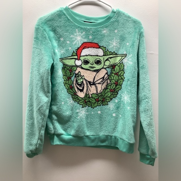 Disney Star Wars Size S Green X-MAS GROGU Holiday Juniors Sweatsuit. Preloved - Picture 4 of 7